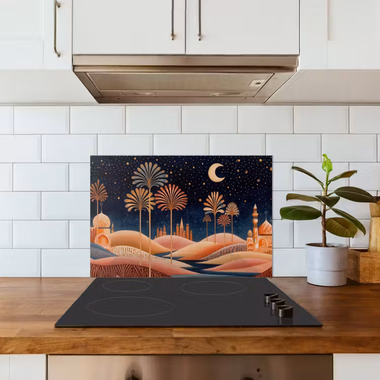 Spritzschutz Küche - Sternenhimmel - Palmen - Fluss — 3