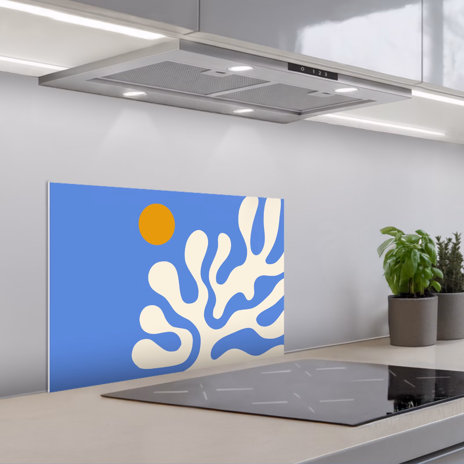 Spritzschutz Küche - Minimalistisch - Organisches Muster - Blau — 1