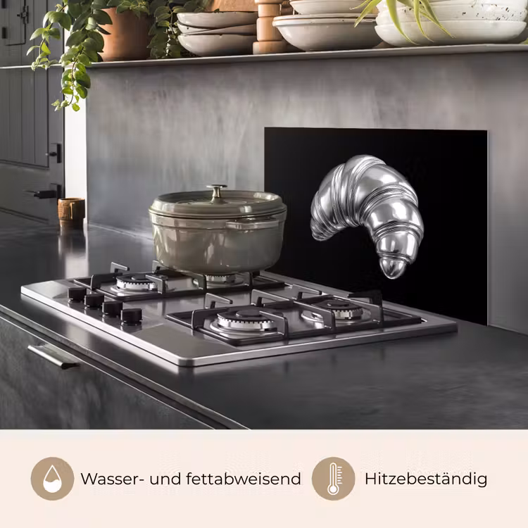 Spritzschutz Küche - Croissant - Metall - Silber — 2