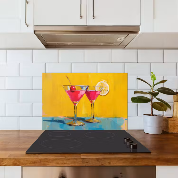 Spritzschutz Küche - Gläser - Cocktail - Zitrone - Kirsche — 3