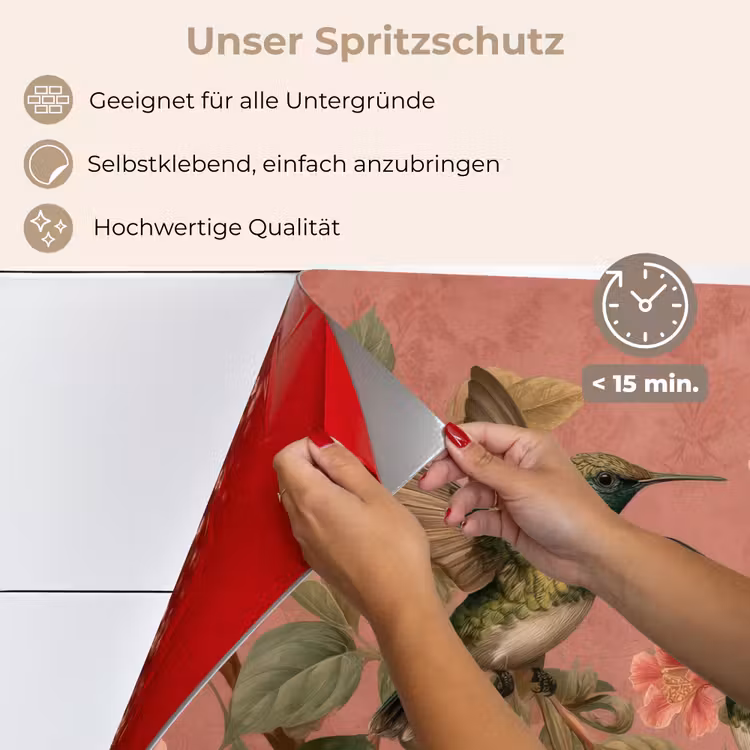 Spritzschutz Küche - Kolibris - Blumen - Grün - Rosa — 4