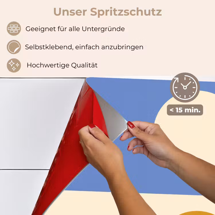 Spritzschutz Küche - Kreise - Symmetrisch - Weiß - Blau - Gelb — 4