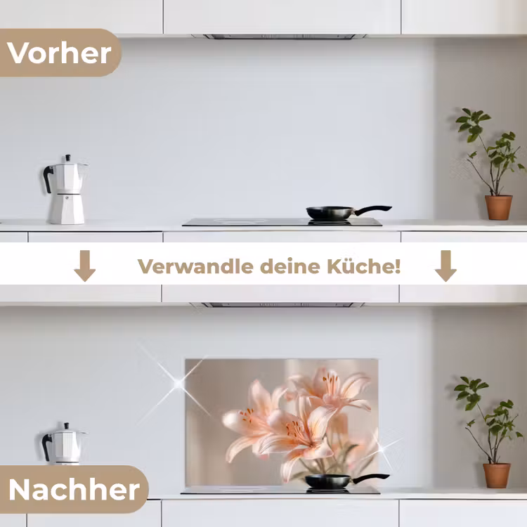 Spritzschutz Küche - Lilien - Staubgefäße - Rosa - Unscharf — 7