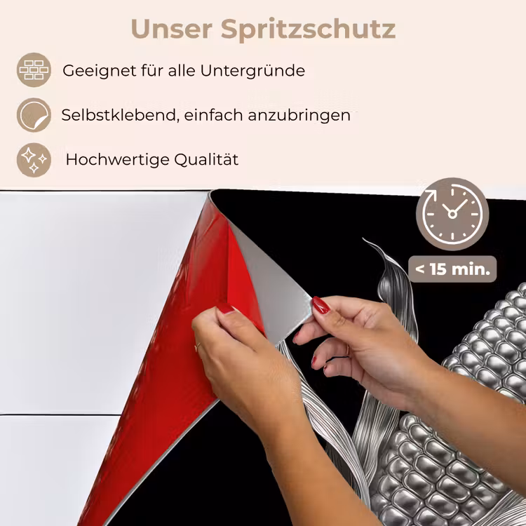 Spritzschutz Küche - Maiskolben - Glänzendes Metall - Elegant — 4
