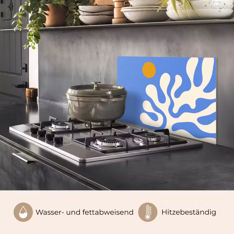 Spritzschutz Küche - Minimalistisch - Organisches Muster - Blau — 2