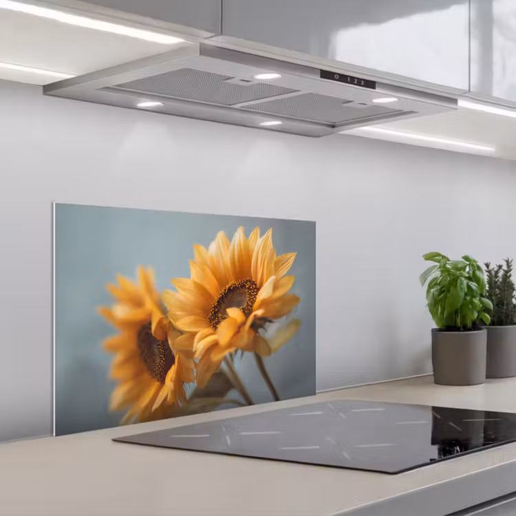 Spritzschutz Küche - Sonnenblumen - Gelb - Unscharf — 1