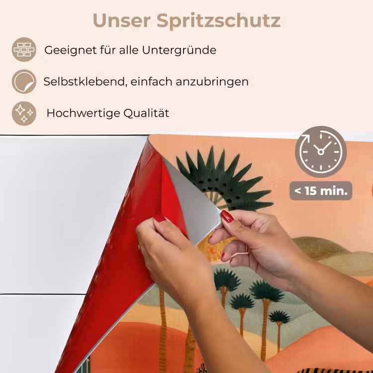 Spritzschutz Küche - Tiger - Bunt - Palmen - Kaktus — 4