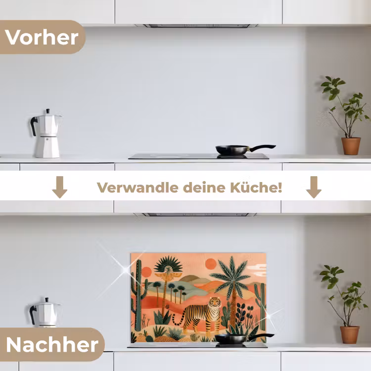 Spritzschutz Küche - Tiger - Bunt - Palmen - Kaktus — 7