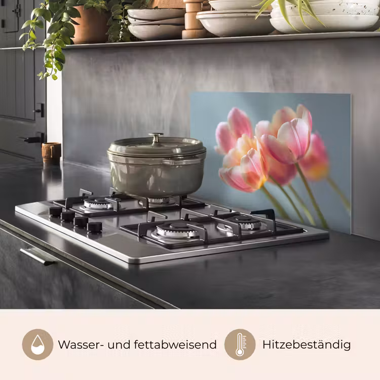 Spritzschutz Küche - Tulpen - Rosa - Stiele — 2