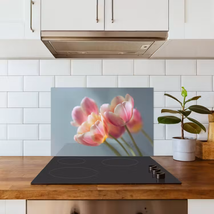 Spritzschutz Küche - Tulpen - Rosa - Stiele — 3