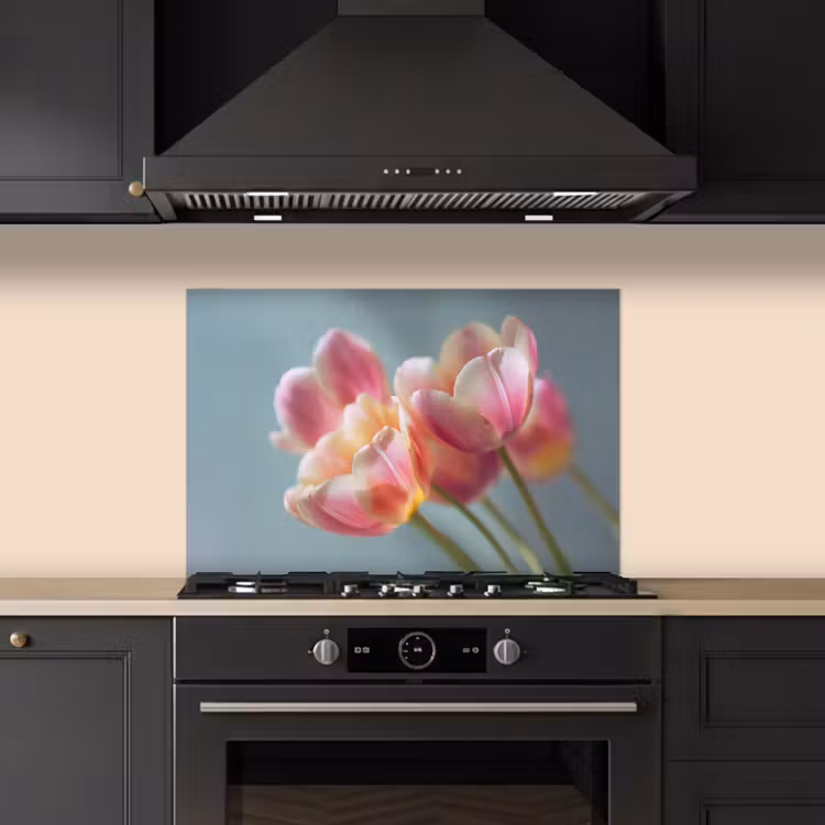 Spritzschutz Küche - Tulpen - Rosa - Stiele — 5