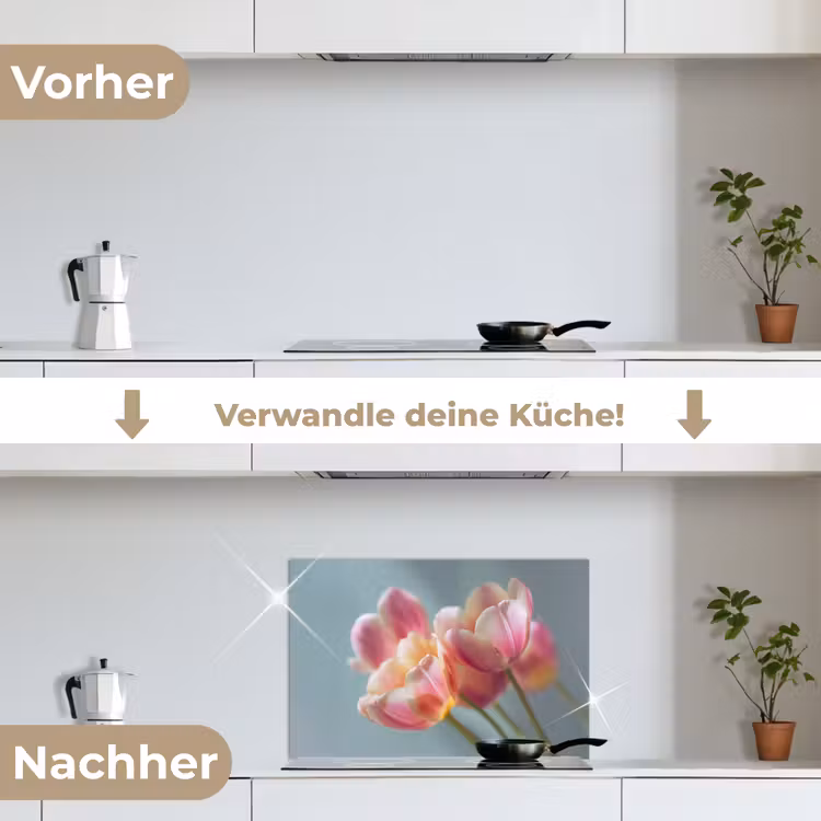 Spritzschutz Küche - Tulpen - Rosa - Stiele — 7