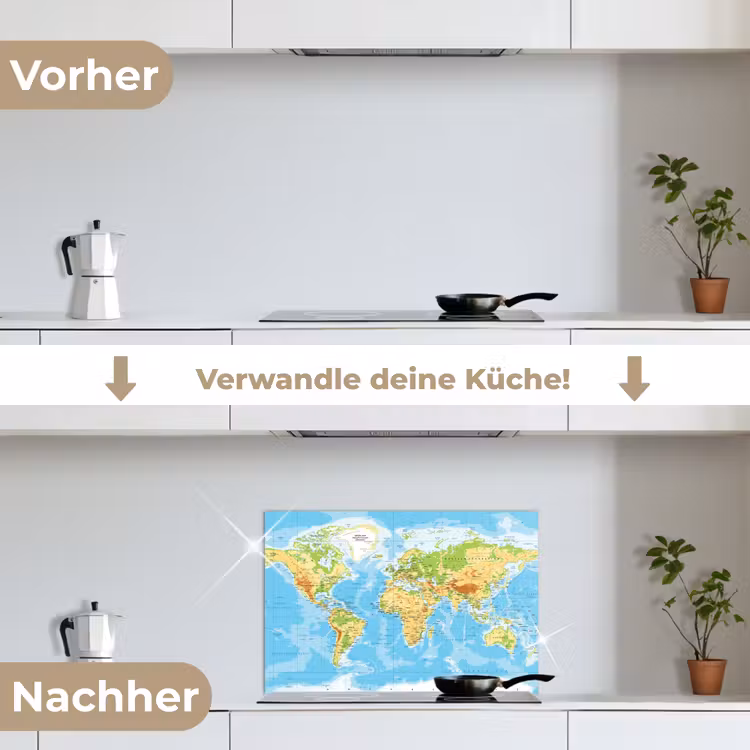 Spritzschutz Küche - Weltkarte - Statistisch - Blau - Erde - Bildung — 7