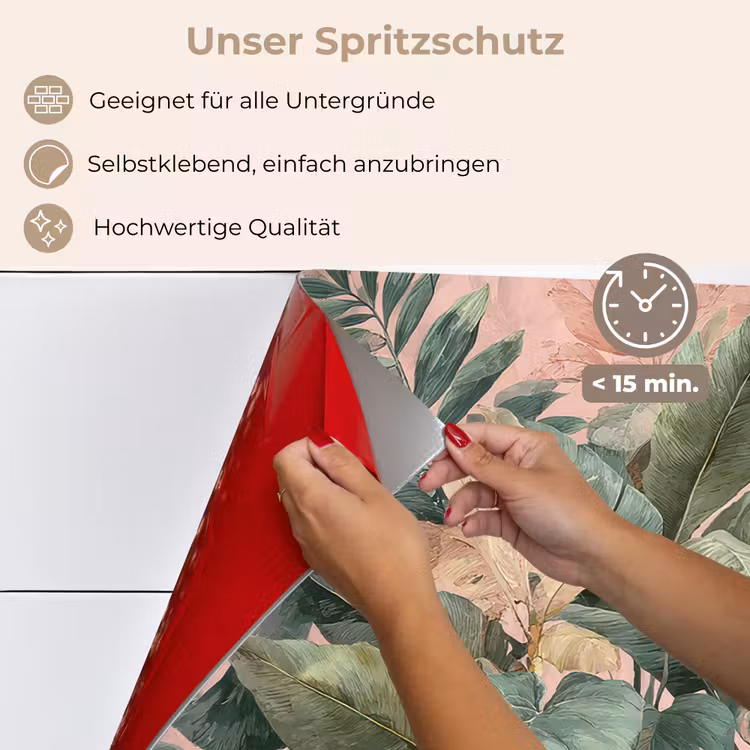 Spritzschutz Küche - Zusammensetzung der Blätter - Grün - Rosa — 4