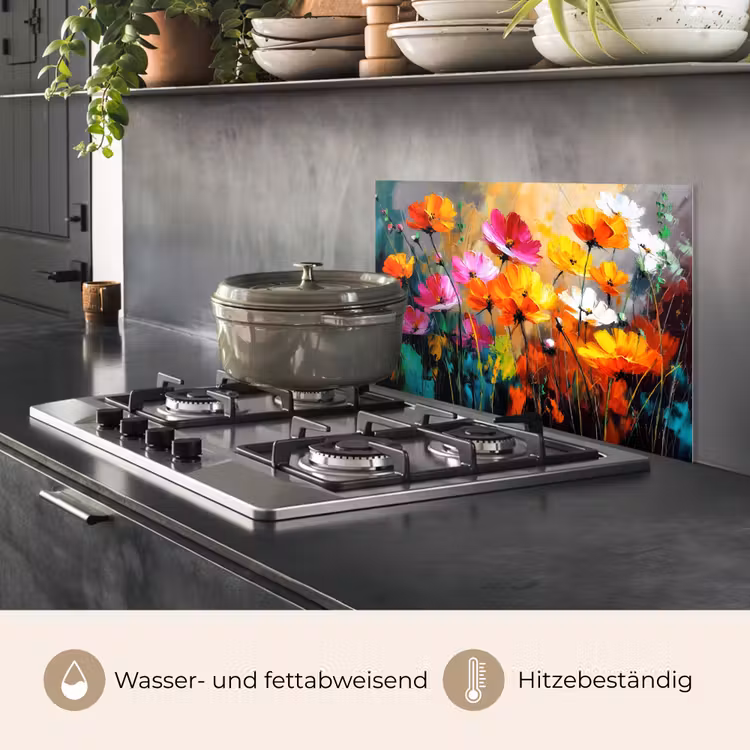 Spritzschutz Küche - Leuchtend bunt - Blütenblätter - Abstrakt — 2