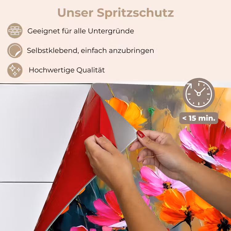 Spritzschutz Küche - Leuchtend bunt - Blütenblätter - Abstrakt — 4