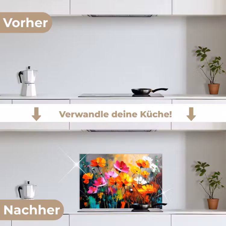 Spritzschutz Küche - Leuchtend bunt - Blütenblätter - Abstrakt — 7
