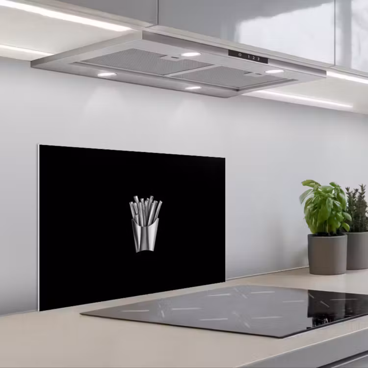 Spritzschutz Küche - Pommes frites - Futuristisch - Silber — 1