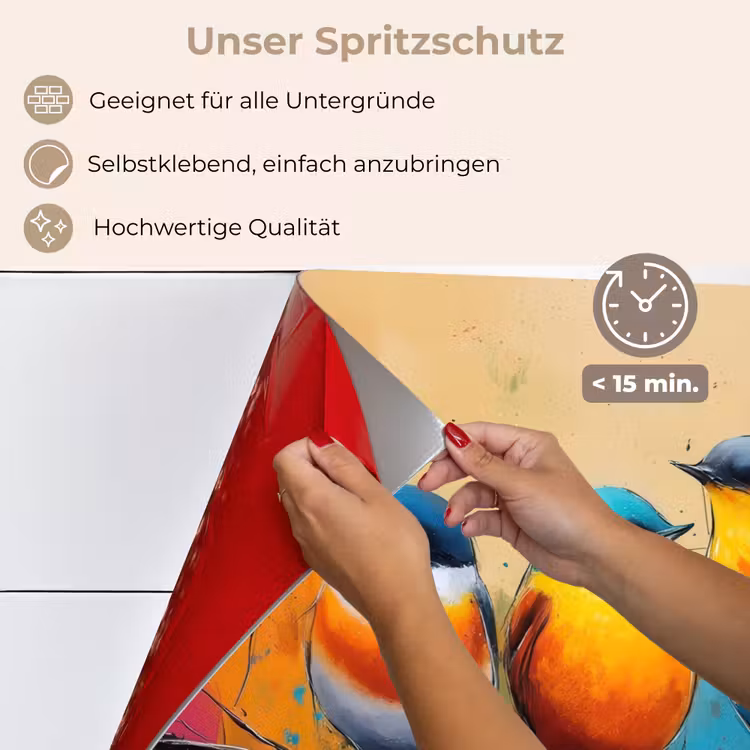 Spritzschutz Küche - Vögel - Bunt - Zweig - Abstrakt — 4