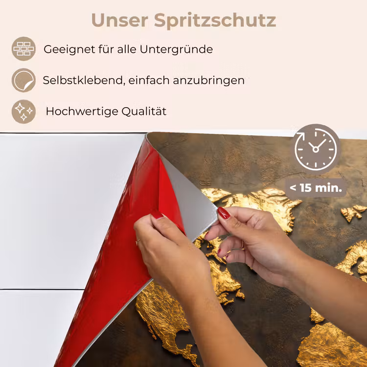 Spritzschutz Küche - Weltkarte - Gold - Rost — 4