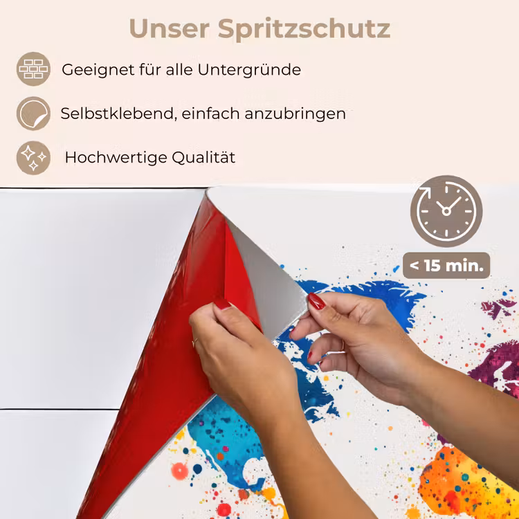 Spritzschutz Küche - Weltkarte - Graffiti - Farbenfroh — 4