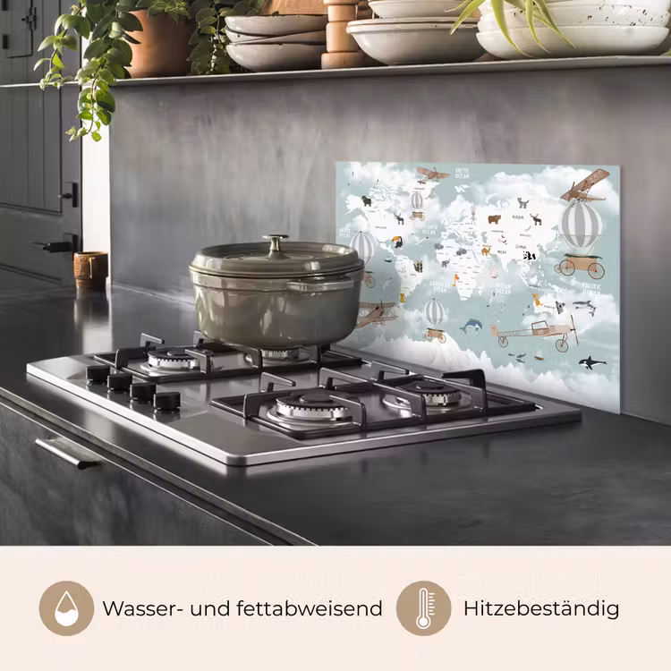 Spritzschutz Küche - Weltkarte - Kind - Flugzeug — 2