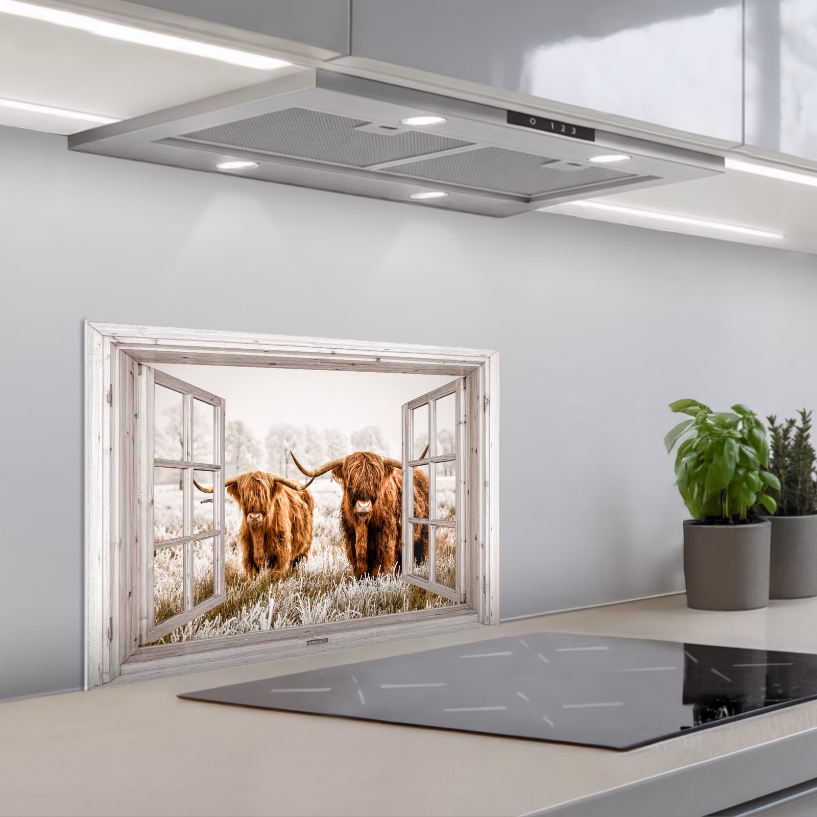 Spritzschutz Küche - Durchblick - Schottische Highlander - Tiere — 1
