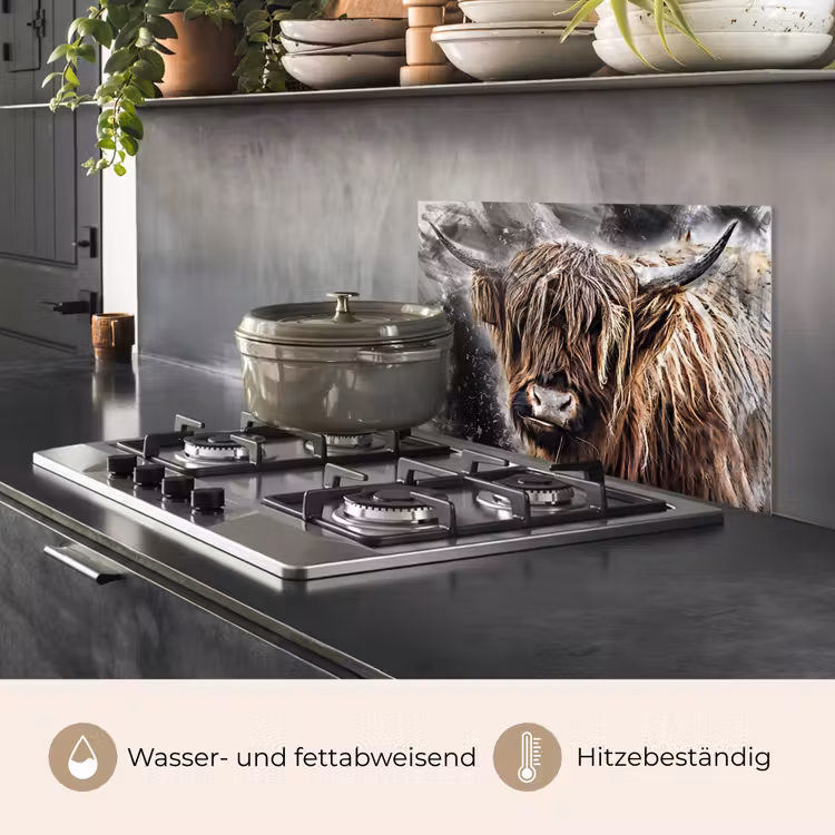 Spritzschutz Küche - Schottischer Highlander - Farbe - Kuh — 2