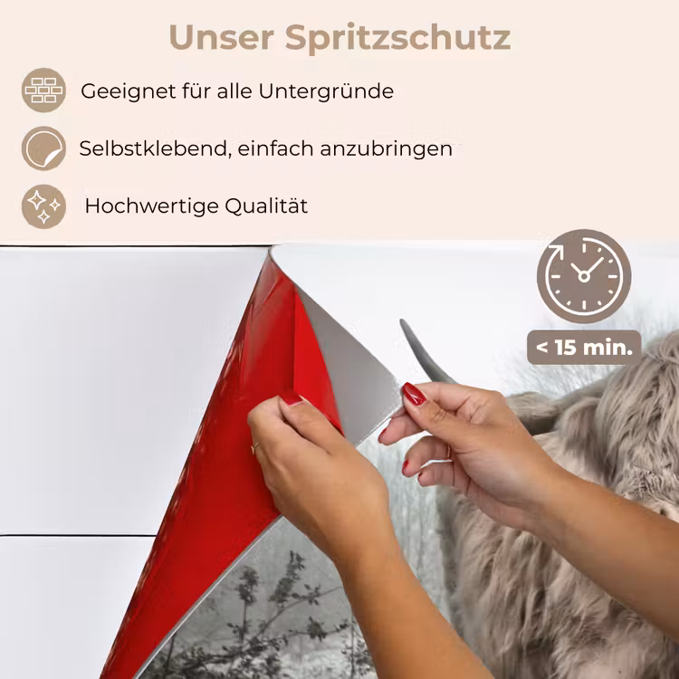Spritzschutz Küche - Schottischer Highlander - Wald - Nebel - Kuh - Tiere - Natur — 4