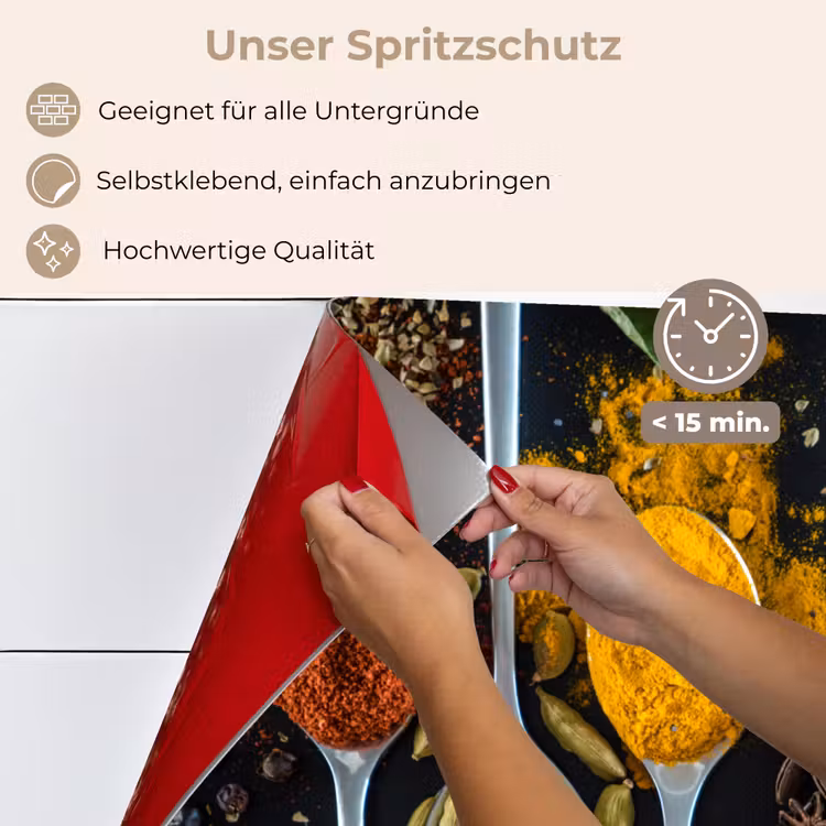 Spritzschutz Küche - Gewürze - Löffel - Schwarz - Küche — 4