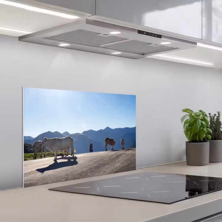 Spritzschutz Küche - Schottische Highlander - Licht - Berge - Natur — 1
