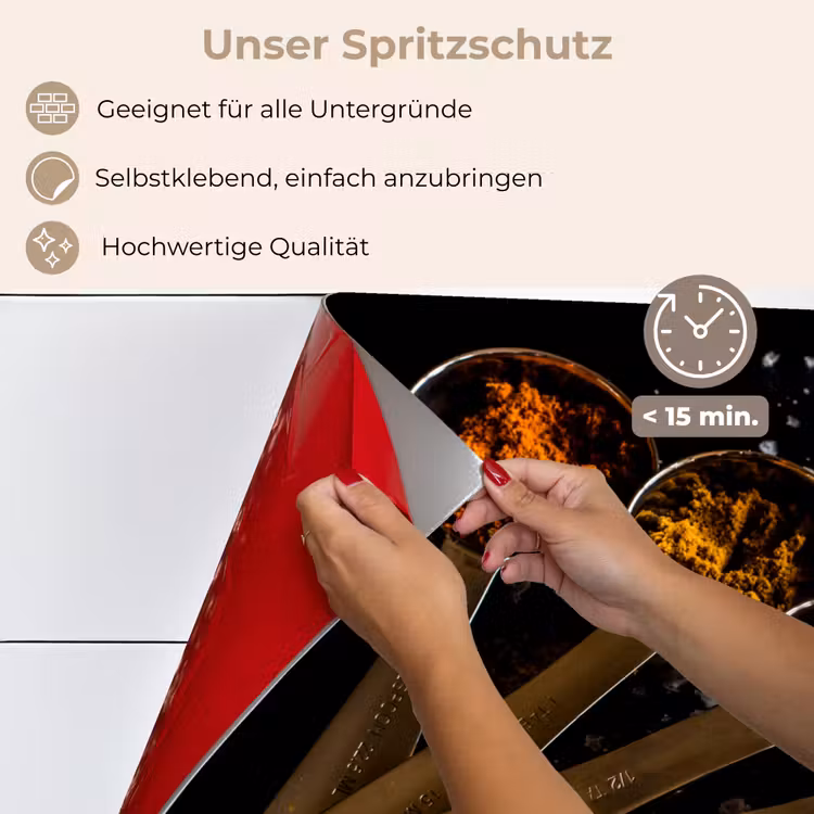 Spritzschutz Küche - Gewürze - Löffel - Salz - Gewürze - Schwarz — 4
