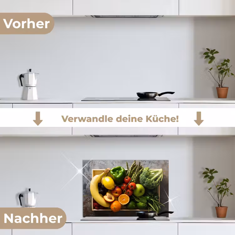 Spritzschutz Küche - Kiste - Obst - Regenbogen — 7