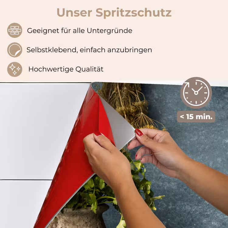 Spritzschutz Küche - Kräuter - Gewürze - Pfanne - Messer - Grau - Rustikal — 4