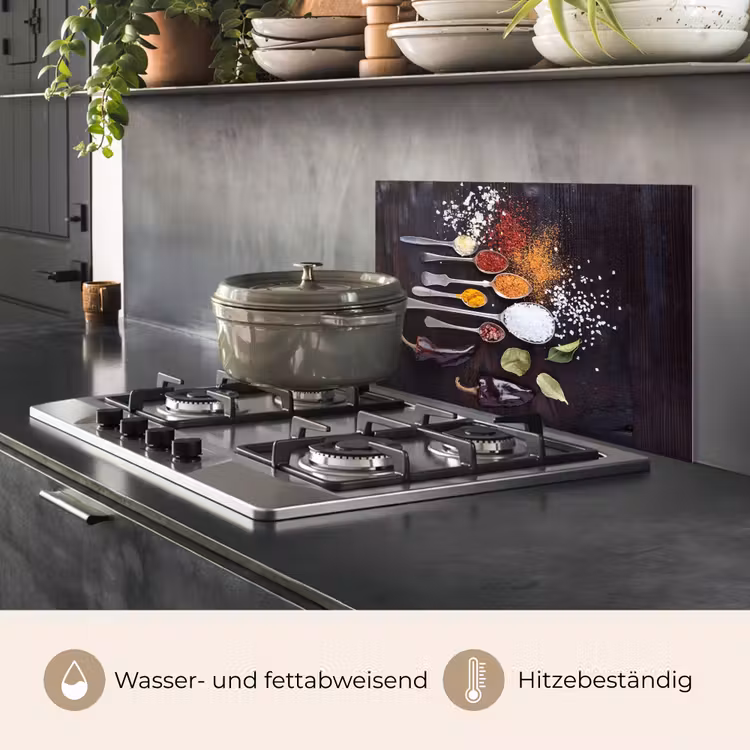 Spritzschutz Küche - Kräuter - Löffel - Gewürze - Industrie — 2