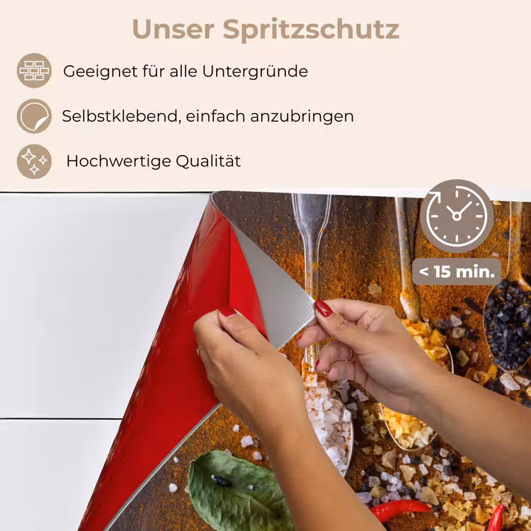 Spritzschutz Küche - Löffel - Kräuter - Chili - Gewürze - Salz — 4