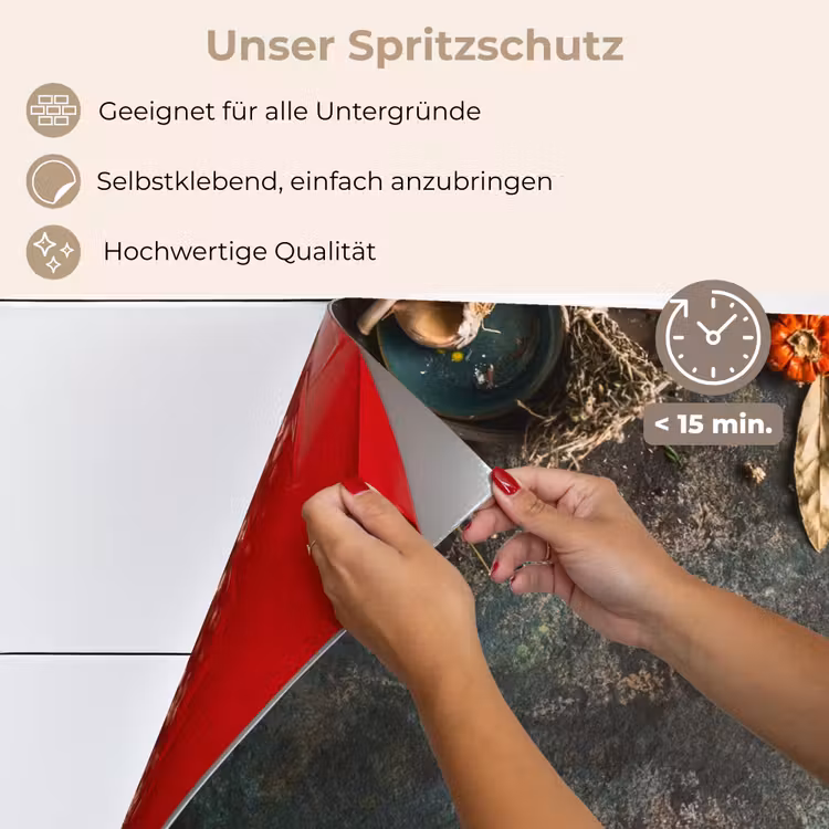 Spritzschutz Küche - Marmor - Gemüse - Herbst - Kürbis - Rustikal - Kräuter — 4