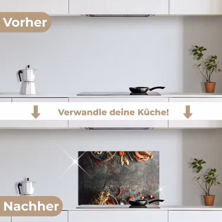 Spritzschutz Küche - Marmor - Gemüse - Herbst - Kürbis - Rustikal - Kräuter — 7
