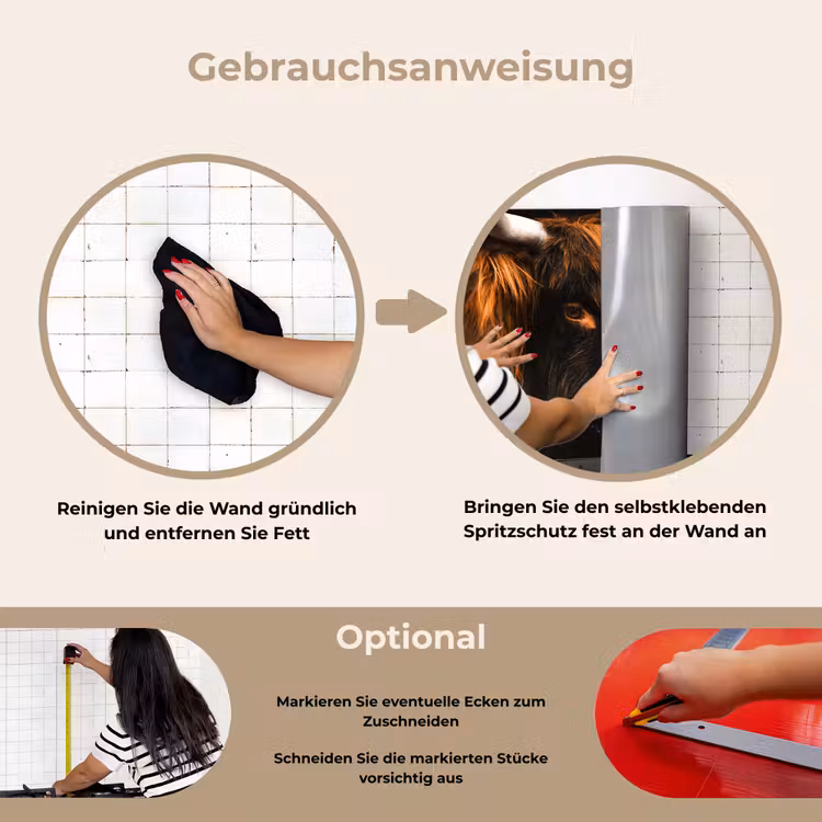 Spritzschutz Küche - Schottischer Highlander - Schwarz - Kuh - Horn - Tiere — 6