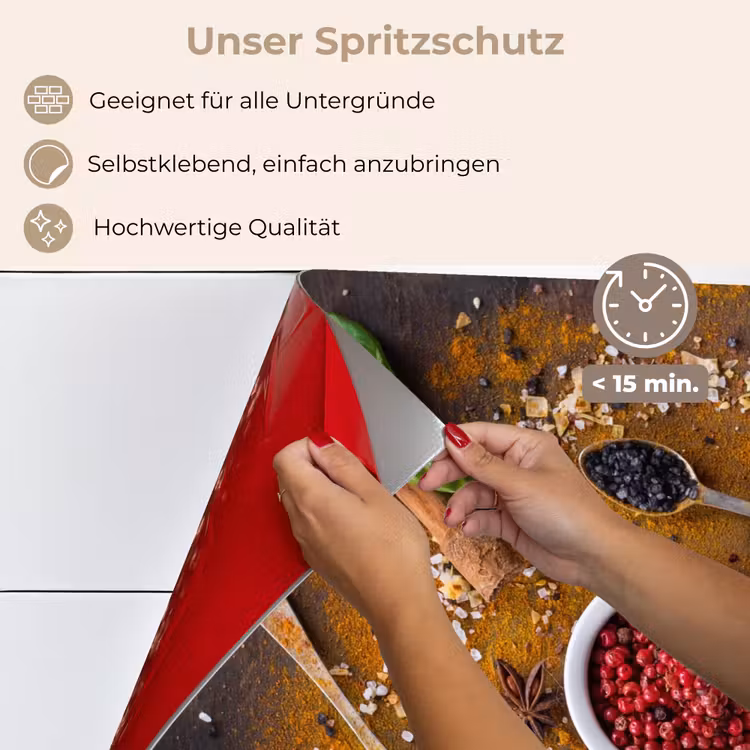 Spritzschutz Küche - Mörser - Kräuter - Löffel - Gewürze - Braun - Pfeffer — 4