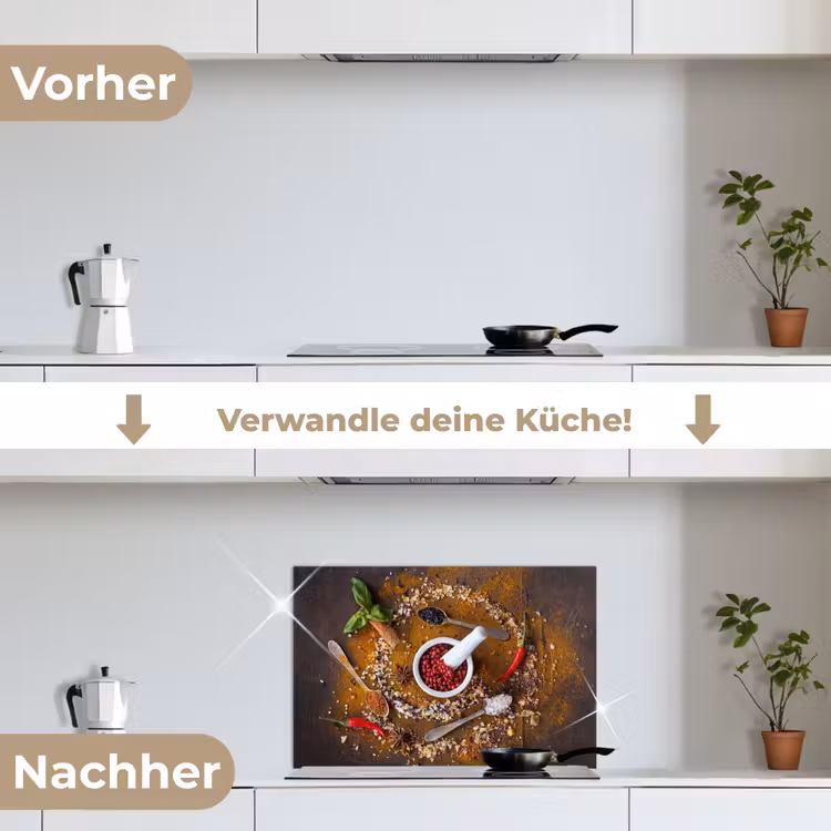 Spritzschutz Küche - Mörser - Kräuter - Löffel - Gewürze - Braun - Pfeffer — 7