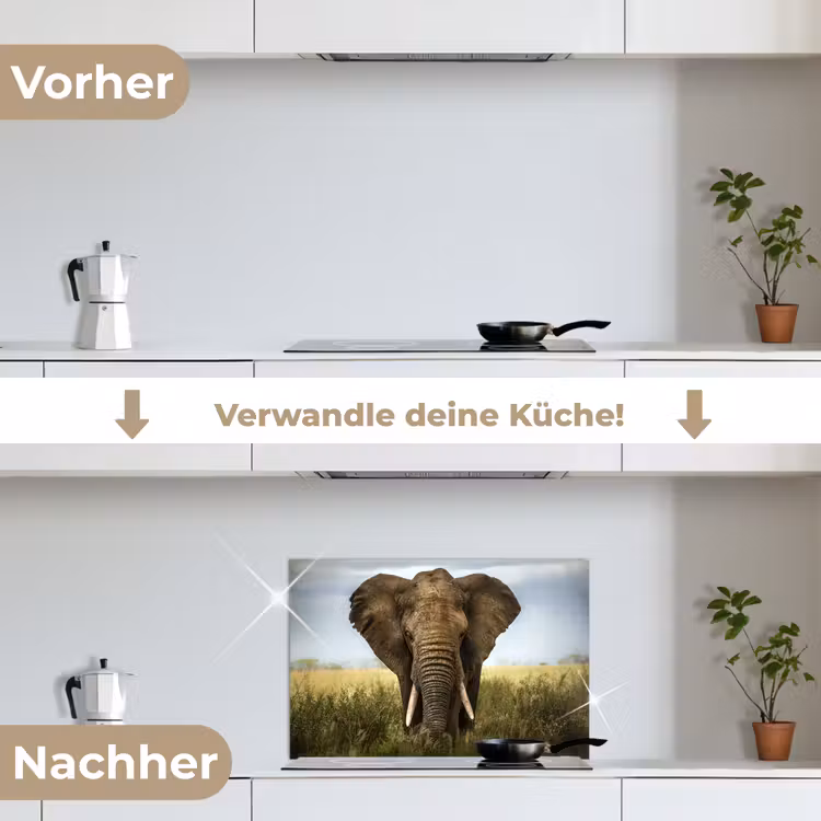 Spritzschutz Küche - Elefant - Natur - Gras - Tiere - Landschaft — 7