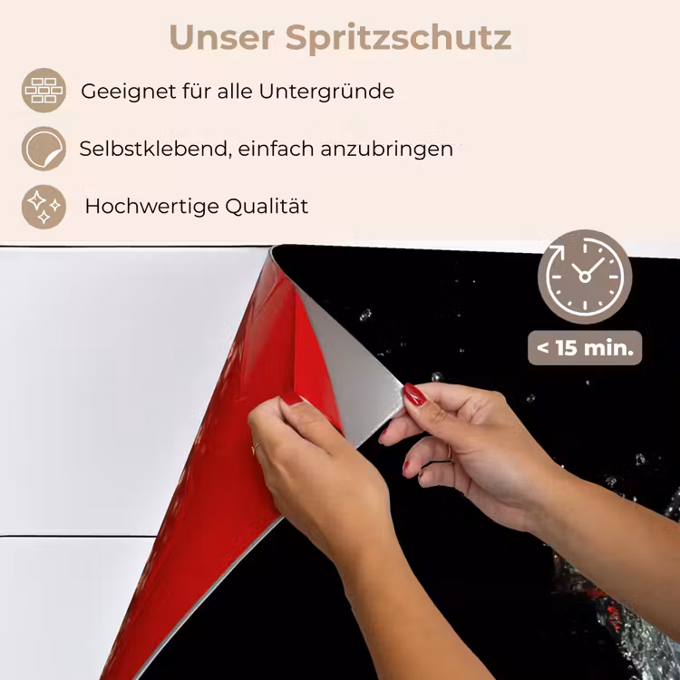 Spritzschutz Küche - Erdbeeren - Obst - Wasser - Schwarz - Rot — 4