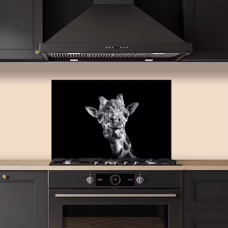 Spritzschutz Küche - Giraffe - Tier - Schwarz - Weiß — 5