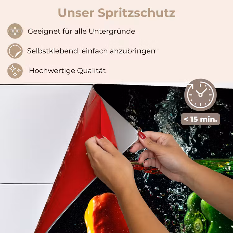 Spritzschutz Küche - Paprika - Gemüse - Wasser - Schwarz - Rot - Grün - Gelb — 4