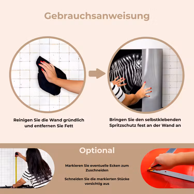 Spritzschutz Küche - Zebra - Schwarz - Weiß - Porträt - Tiere — 6