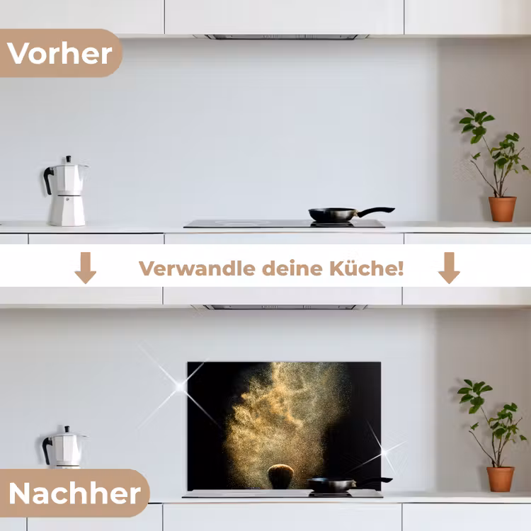 Spritzschutz Küche - Goldpulver auf schwarzem Hintergrund — 7