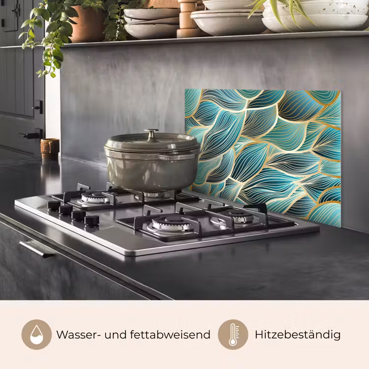Spritzschutz Küche - Muster - Gold - Abstrakt - Welle — 2