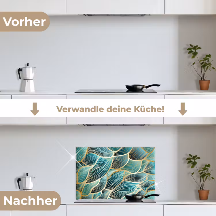 Spritzschutz Küche - Muster - Gold - Abstrakt - Welle — 7