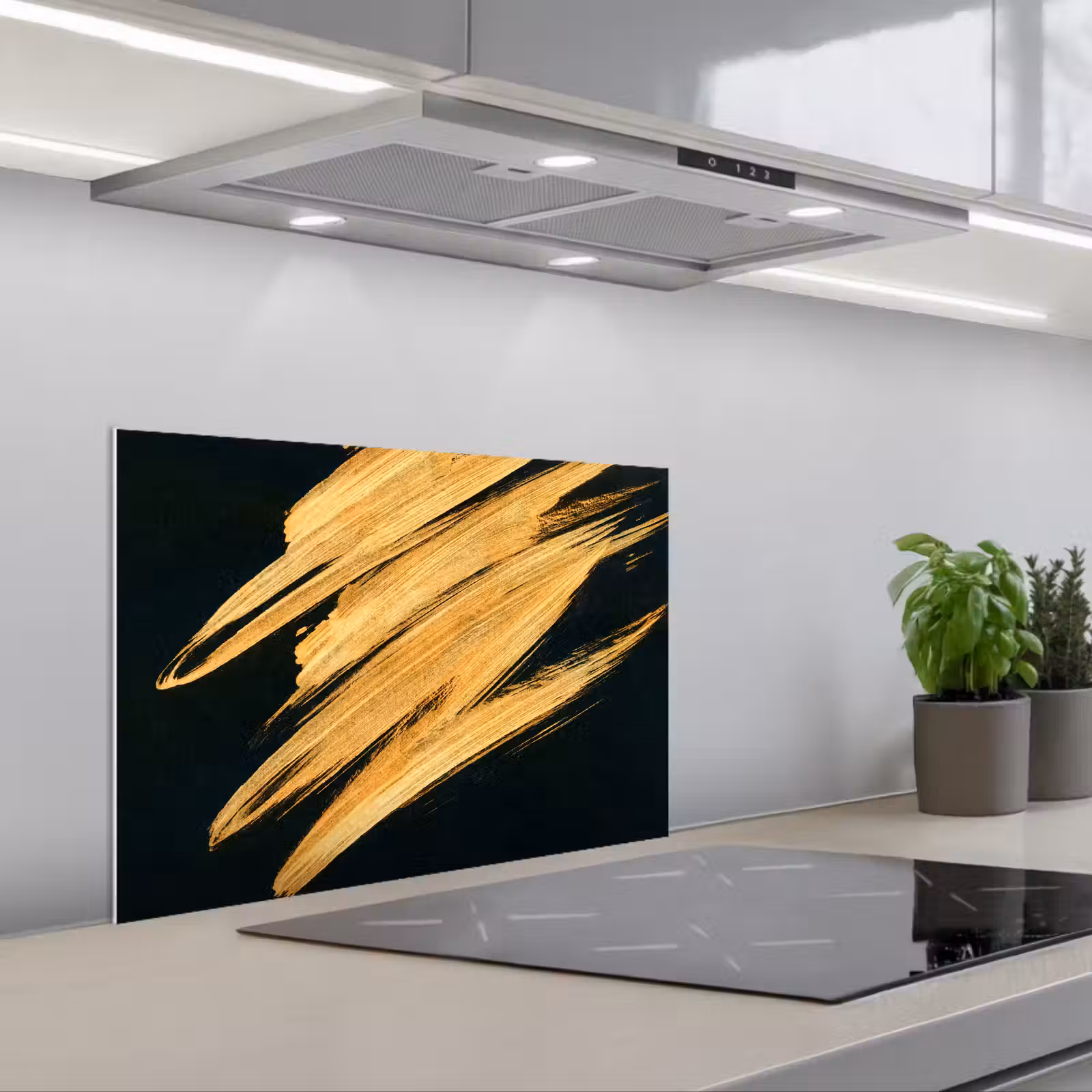 Spritzschutz Küche - Gold - Farbe - Streifen - Luxus - Abstrakt — 1